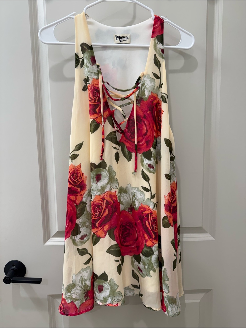 Show Me Your Mumu Rancho Mirage Lace Up Rose Garden Floral Tunic Mini Dress S